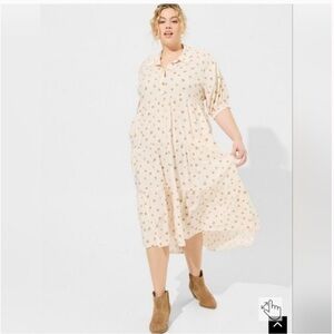 Torrid Cream Floral Midi Dress